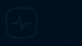 Glowing neon line Heart rate icon isolated on black background. Heartbeat sign. Heart pulse icon. Cardiogram icon. 4K Video motion graphic animation.