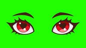 Female eyes of red color. Alpha channel.
