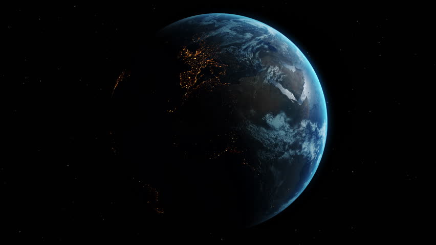 Animation of the Earth seen from space. Spinning above the stars on dark background. Global space exploration. 4K 60fps smooth and immersive video.  Royalty-Free Stock Footage #1098362845