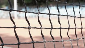 Tennis court and net close up