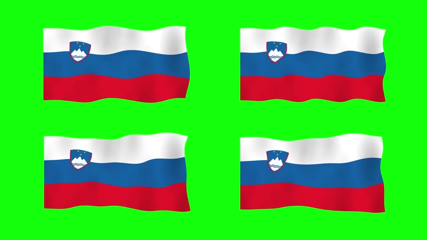 Slovenia Waving Flag 2D Animation on Green Screen Background. Looping seamless animation. Motion Graphic