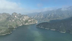 Drone video of Chungjuho Lake in Woraksan National Park, Korea