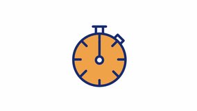 Animated chronometer color icon. Accurate time counting. Sport tool. Competition. Seamless loop HD video on transparent background. Simple filled line motion graphic animation