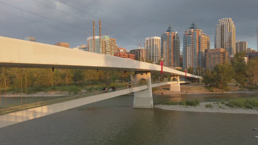 Paddle boards under the bridge at Bow River Calgary Alberta Canada