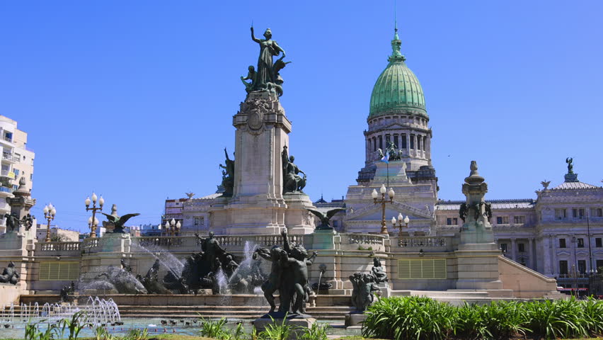 Buenos Aires, National Congress palace building in historic city center.
