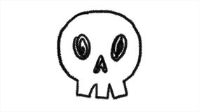 Animation of hand drawn halloween skull. 