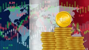 changing euro value, rate, demand in market and inflation concept with national flag of America. - Powered by Shutterstock - Get 15% off with code: PIKWIZARD15