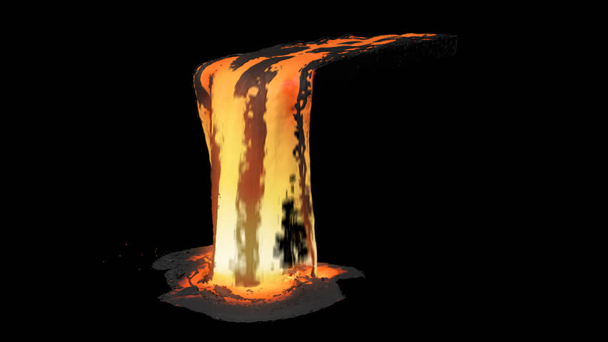 Beautiful 4k Lava Flow Explosion Volcano Fire Black Background Video