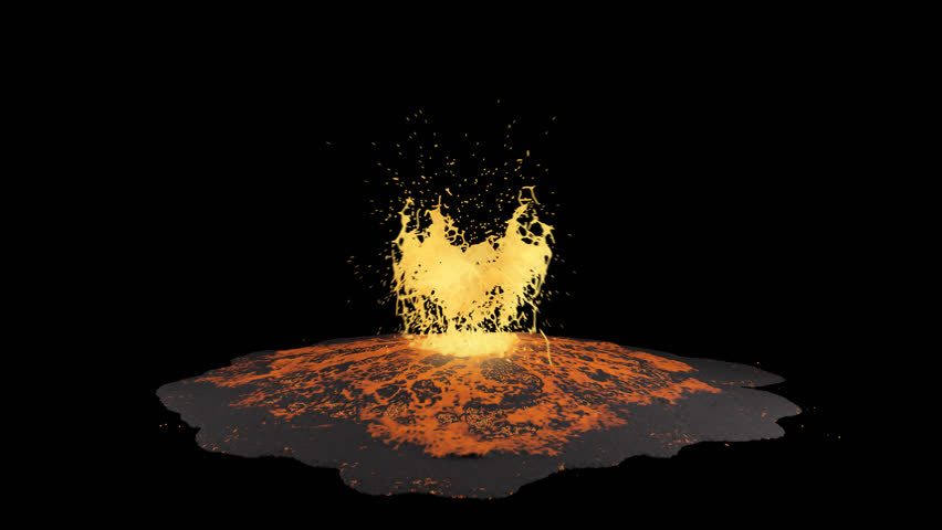 Beautiful Burst 4k Lava Explosion Volcano Fire Black Background Video