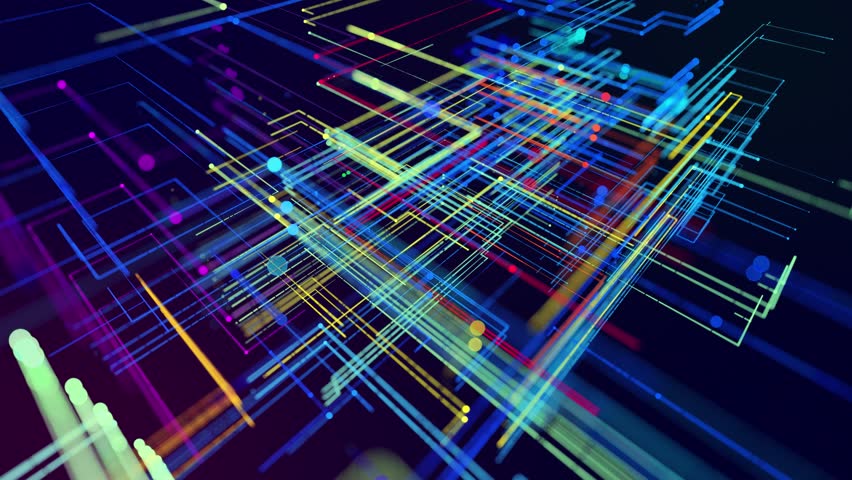 Info concept lines and nodes. vj loop hologram abstract background sci fi theme, information blocks, ai construction light grid, neon lines and dots, nodes and lines. Layered complex. 3D Illustration | Shutterstock HD Video #1098400239