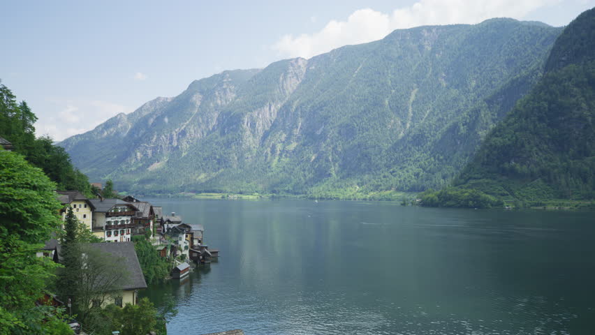 July 2020, Lake Hallstatt (Hallstatter See), in the Salzkammergut area of Austria.