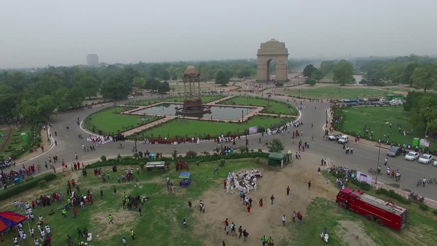 An aerial drone shot of India Gate in New Delhi, India
 Royalty-Free Stock Footage #1098410337
