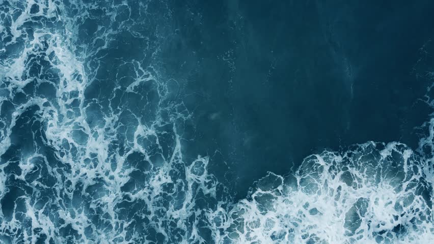 Aerial view Top down big sea waves deep blue sea  Strong winds during a storm Royalty-Free Stock Footage #1098410503