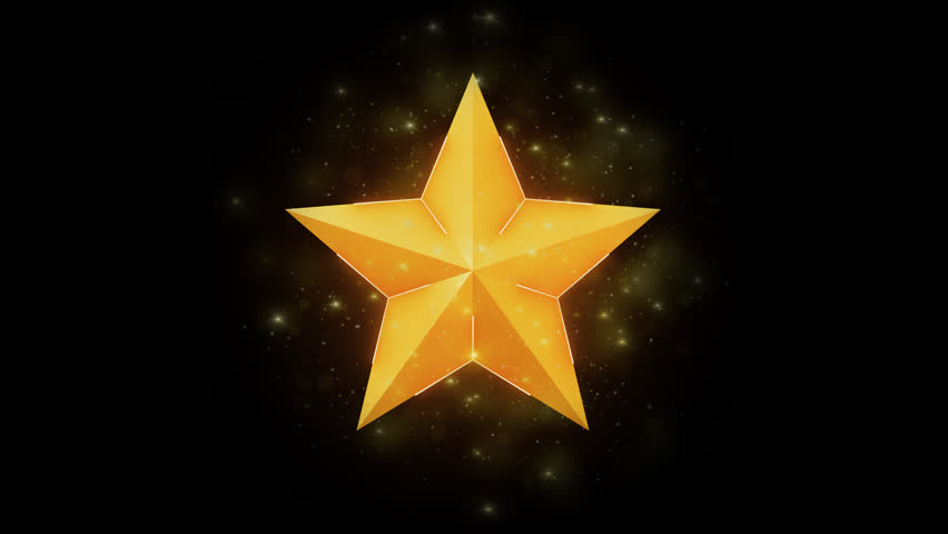 Shining gold star with flying particles on alpha channel in a seamless loop. Royalty-Free Stock Footage #1098412469