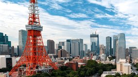 Time-lapse of Tokyo Tower in Minato, Tokyo, Japan