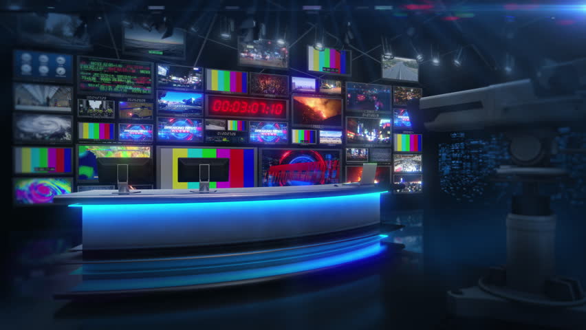 TV Broadcast News Virtual Studio Set - Background Loop 4K | Shutterstock HD Video #1098425995