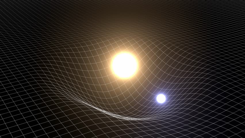 spacetime curvature 3d representation, solar system gravity force that can represent gravity waves, relativity or the lhc experiment Royalty-Free Stock Footage #1098427831