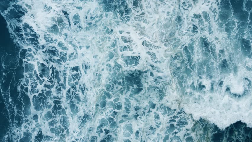 Aerial view Top down big sea waves deep blue sea  Strong winds during a storm Royalty-Free Stock Footage #1098435157