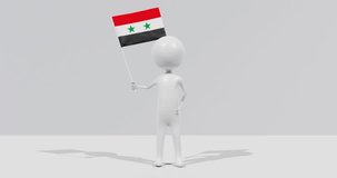 Flag of Syria. 3D Character holding and waving flag 4K UHD 60FPS