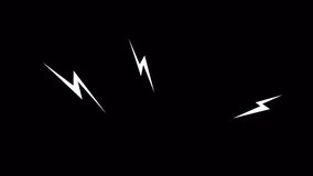 Animated lightning bolt elements. Stress situation. Flat cartoon style HD video footage. Mental tension color illustration on black background with alpha channel transparency for animation - Powered by Shutterstock - Get 15% off with code: PIKWIZARD15