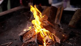 Open wood fire - slow motion clip - travel photography