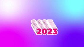 Looped text 4K animation 2023 on a gradient background. The concept of the new year