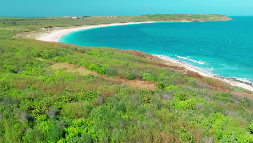 Aerial view of Baisha Beach in Penghu, Taiwan.