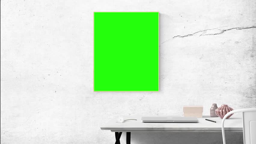 Wall art zooms into the workspace Green screen,chromakey Royalty-Free Stock Footage #1098474909