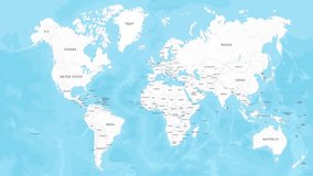 Spain Map. Zoom on World Map. 4k Video Footage. Motion Graphics