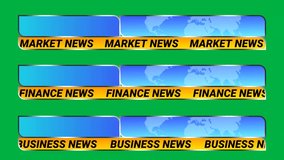 market, finance and business news category animation with unique border shine. news events, broadcast and report related concept.