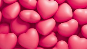 Falling hearts on pink background. Valentine day backdrop. 3d render. 3D Illustration
