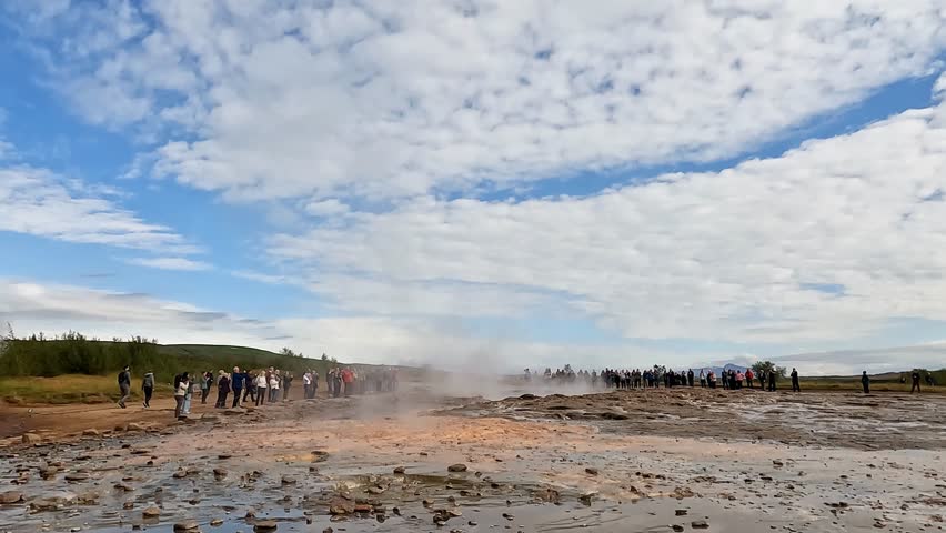 Geysir is a famous hot spring in the geothermal area of Haukadalur Valley in southwest Iceland.