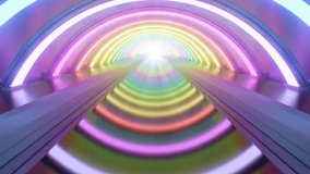 Underground Rave Bright Rainbow Neon Lights Glowing Tunnel Reflection - 4K Seamless VJ Loop Motion Background Animation - Powered by Shutterstock - Get 15% off with code: PIKWIZARD15