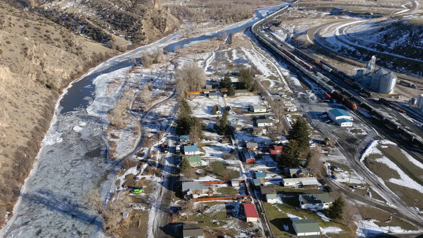 Town of Logan Montana in winter