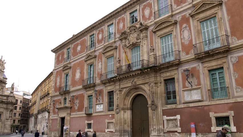 Murcia, Spain - January 25 2020: Old buildings in the old part of Murcia.