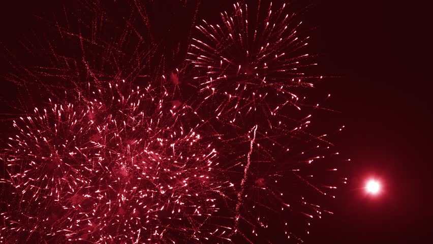 Firework show in the sky. The color is red | Shutterstock HD Video #1098505327