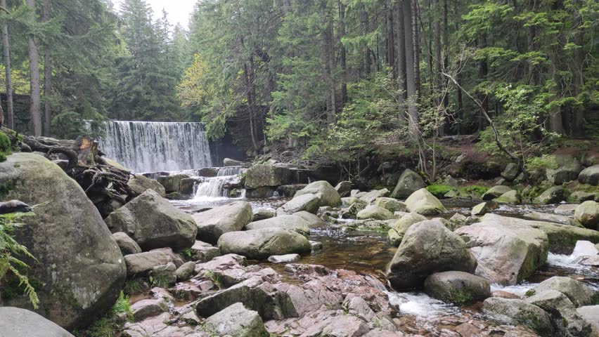 Beautiful waterfall stream. water landscapes. mountain river waterfall | Shutterstock HD Video #1098511355
