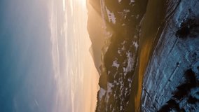 Colors of Sunset Hyperlapse above rural country in evening nature Time lapse Vertical video