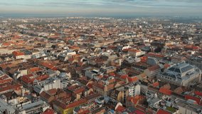 Aerial view of Budapest city skyline, Terézváros or Theresa Town neighbourhood. Hungary
