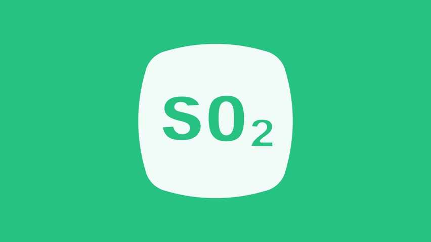 White Sulfur dioxide SO2 gas molecule icon isolated on green background. Structural chemical formula and molecule model. 4K Video motion graphic animation. | Shutterstock HD Video #1098526145