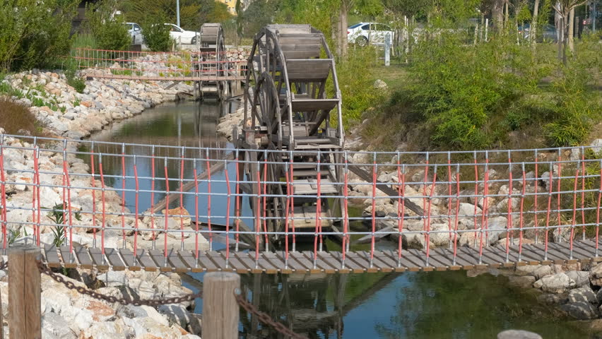 Suspension bridges in the city park.