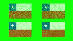 Chile Scribble Flag Animation on Green Screen Background. Looping seamless animation. Set of variations motion graphic - Powered by Shutterstock - Get 15% off with code: PIKWIZARD15