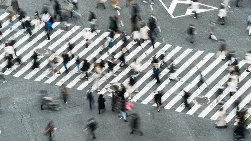 Time lapse of car traffic transportation, crowded people walk cross road at Shibuya scramble crossing. Tokyo tourist attraction landmark, Japan tourism, Asia transport or Asian city life concept | Shutterstock HD Video #1098541697