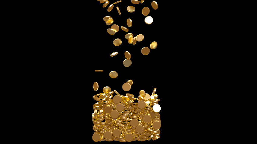 Gold coin rain. Transparent background. 3D render with 4K resolution. Perfect for mobile screen fit videos. | Shutterstock HD Video #1098556245
