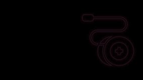 Glowing neon line Yoyo toy icon isolated on black background. 4K Video motion graphic animation.
