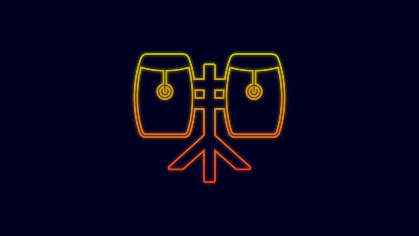 Glowing neon line Conga drums icon isolated on blue background. Musical instrument. 4K Video motion graphic animation. | Shutterstock HD Video #1098562521