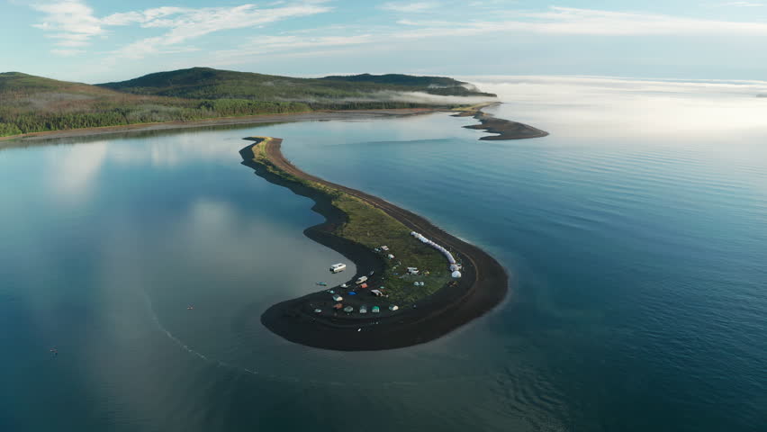 Aerial view of a small island in the middle of the sea.