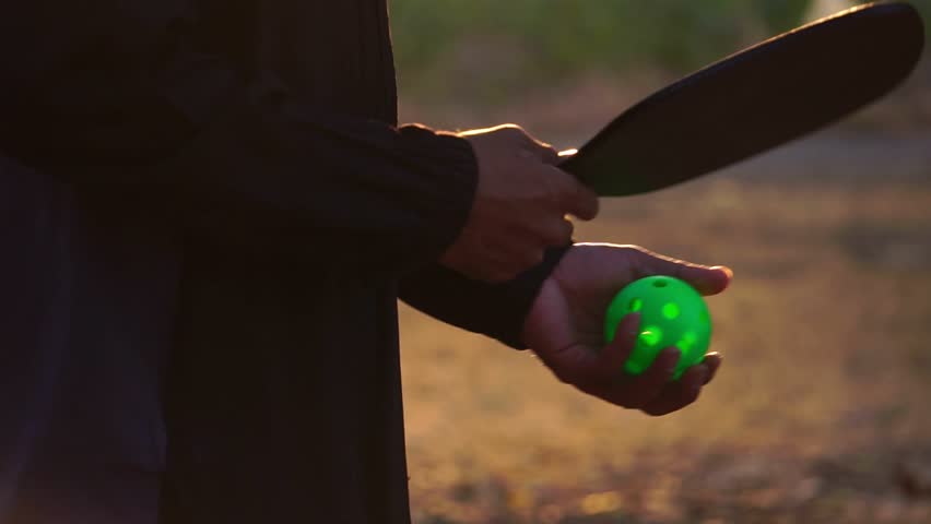 Footage Slow Motion: Pickleball player and equipment
