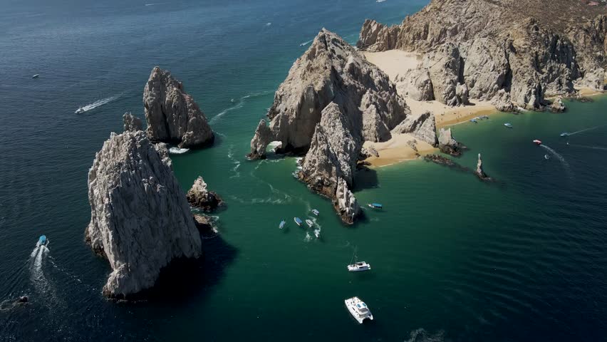 Aerial view of Cabo San Lucas at sunset, Baja California, Mexico.