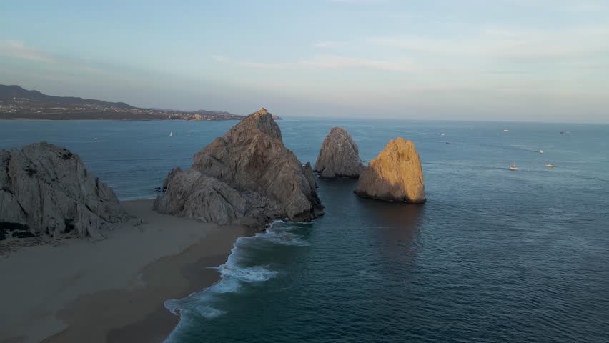 Aerial view of Cabo San Lucas at sunset, Baja California, Mexico.